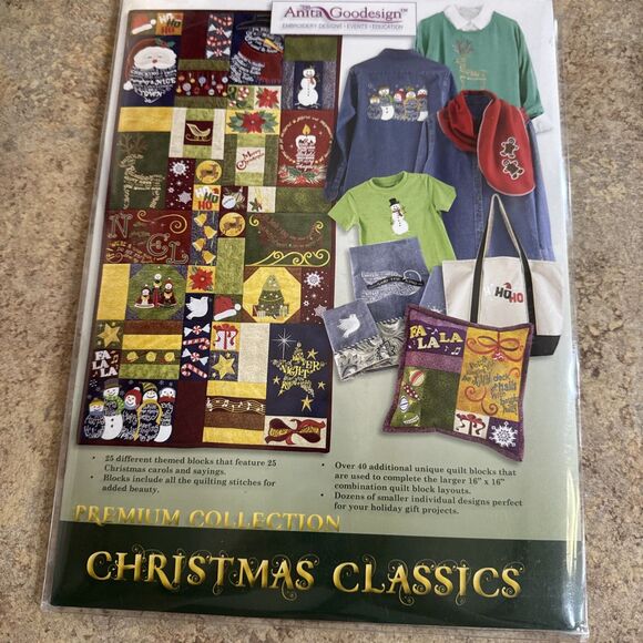 Christmas Classics Anita Goodesign Embroidery Machine Design CD and Book NEW - Picture 1 of 2